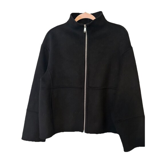 ZARA DOUBLE FACED WOOL BLEND Cropped Coat ZW COLLECTION L - Picture 2 of 4